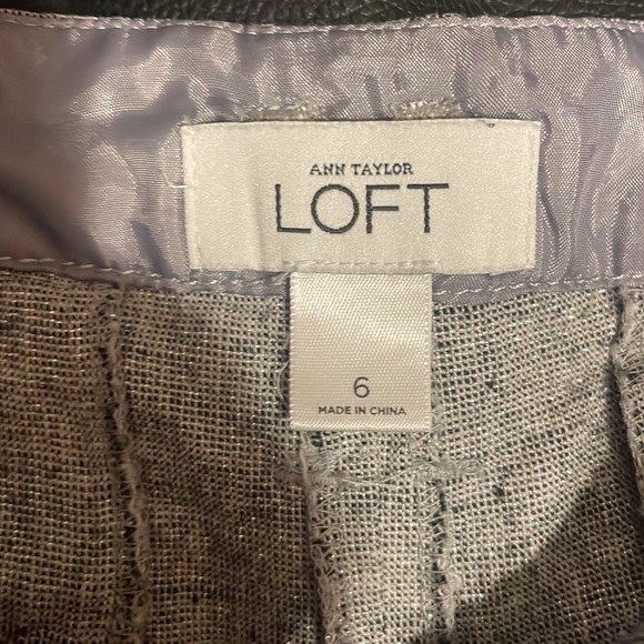 •ANN TAYLOR LOFT•GRAY & BLACK LINEN/RAYON BLEND CUFFED SHORTS SIZE 6 - Picture 6 of 9